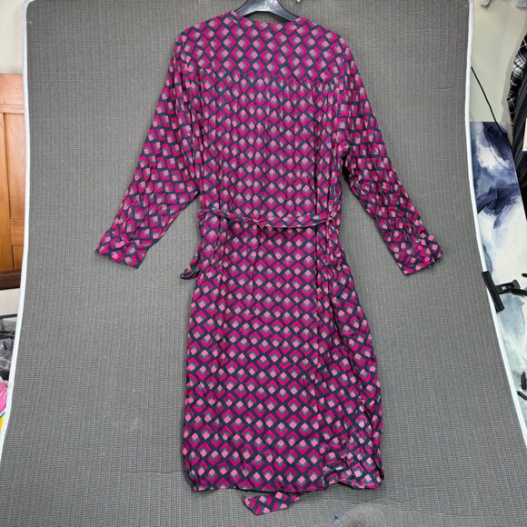 Terra & Sky Womens 2X Geometric Print Dress In Pink & Blue - Made In India - Picture 3 of 11